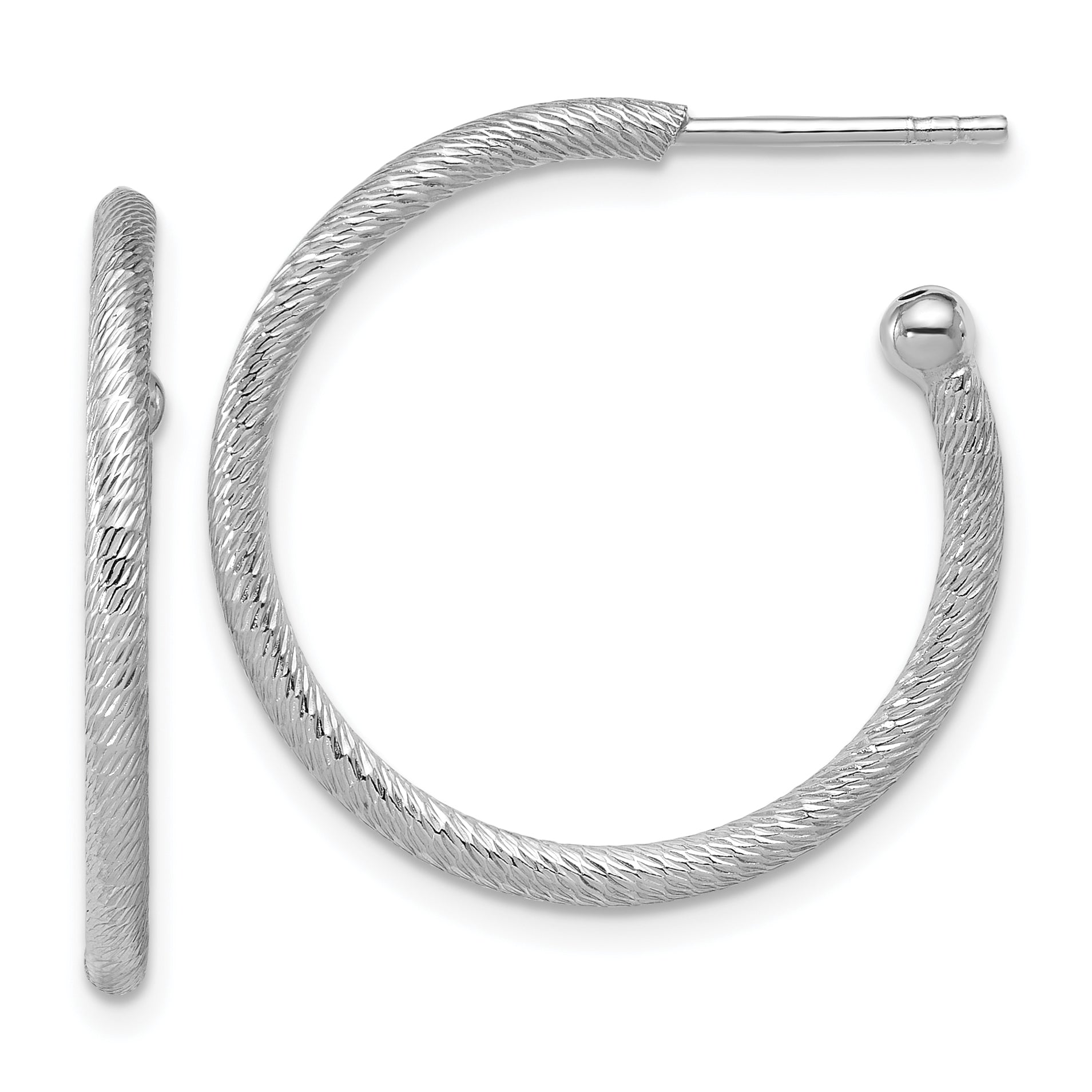 SS RH-plated Diamond-cut 25x2mm Post C-Hoop Earrings Main image