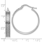 SS RH-plated Polished and D/C 31x5mm Round Hoop Earrings