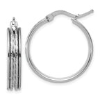 SS RH-plated Polished and D/C 25x5mm Round Hoop Earrings