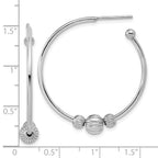 Sterling Silver Rhodium-Plated with Beads Post Hoop Earrings