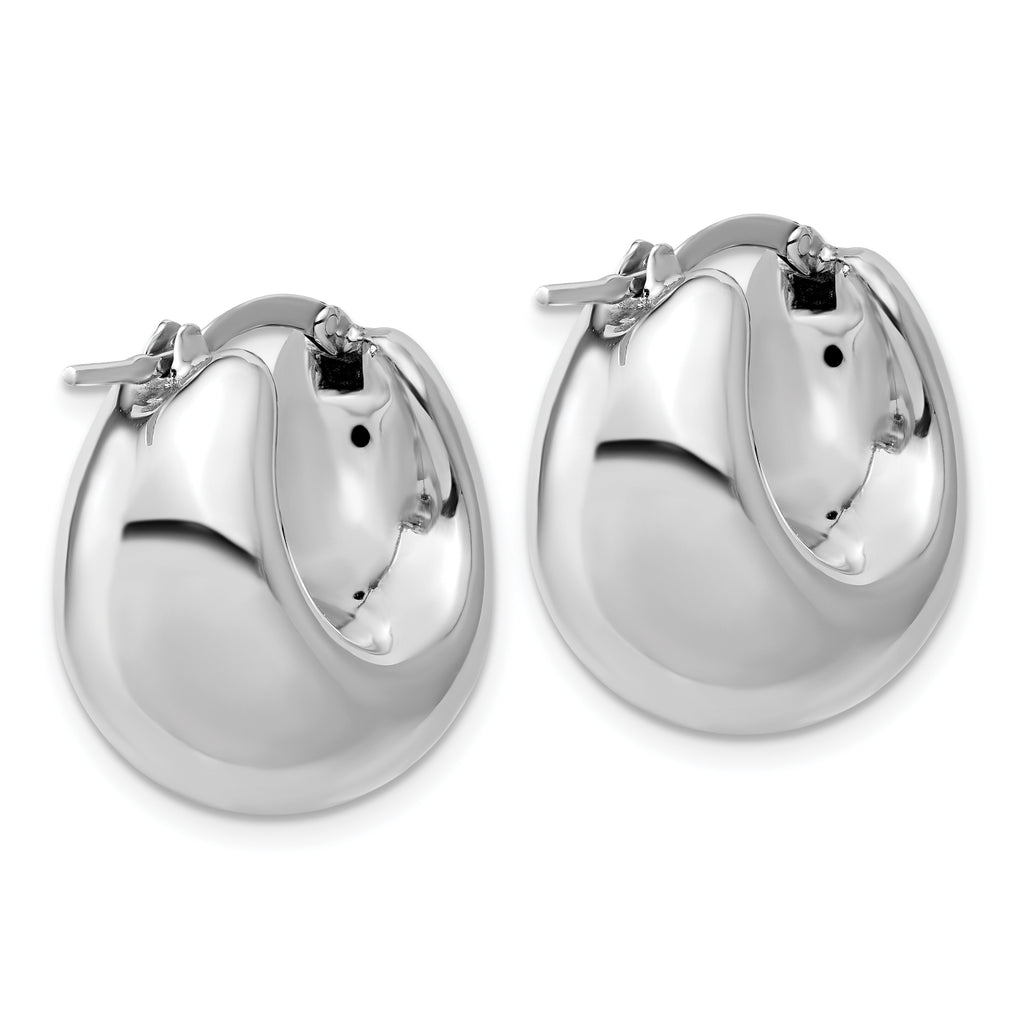 Sterling Silver Rhodium-plated Polished Puffed Hoop Earrings