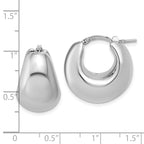 Sterling Silver Rhodium-plated Polished Puffed Hoop Earrings