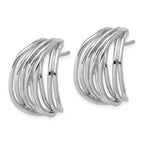 Sterling Silver Rh-Plated Polished C-Hoop Post Earrings