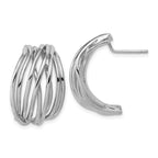 Sterling Silver Rh-Plated Polished C-Hoop Post Earrings
