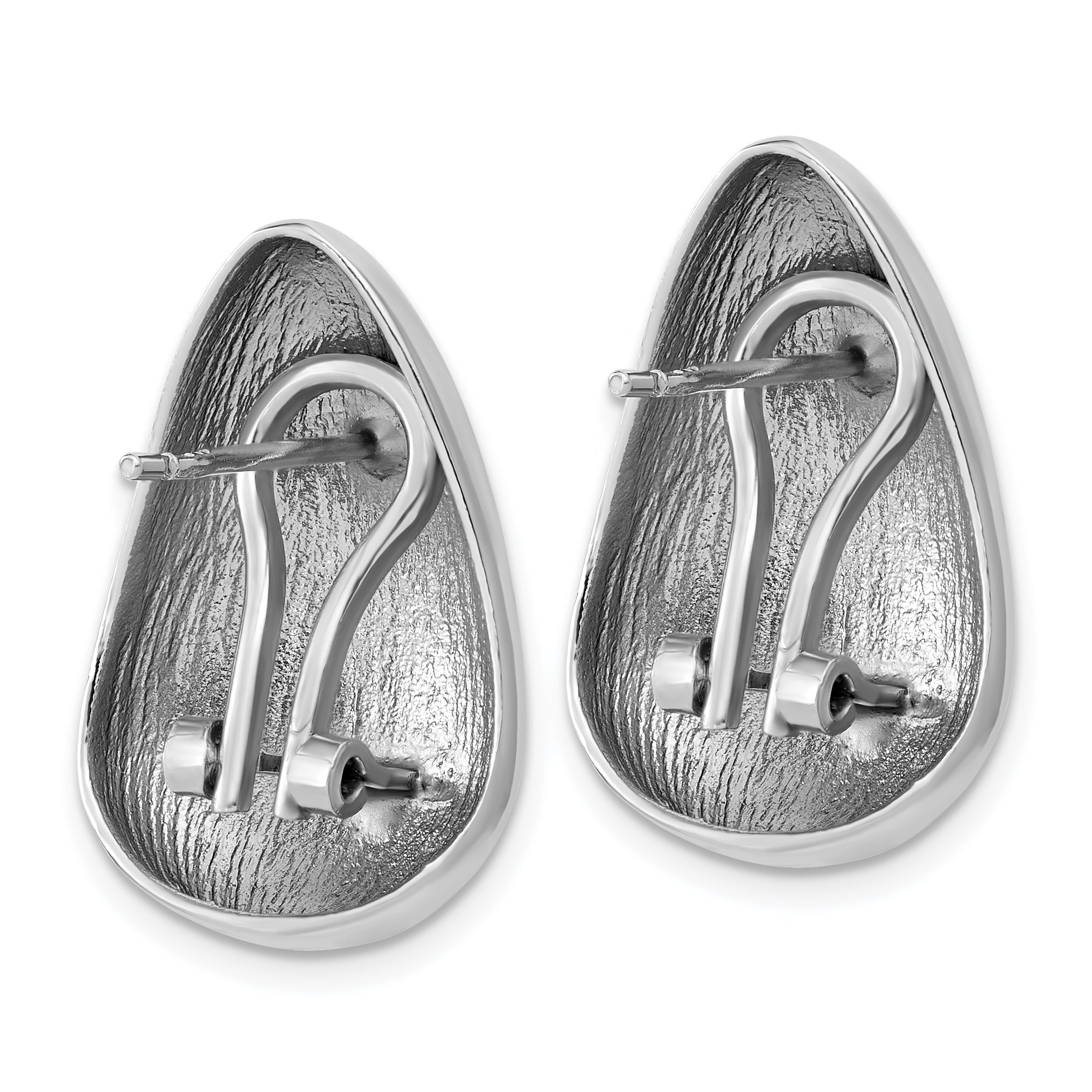 Sterling Silver Rhodium-Plated Polished Fancy Omega Back Earrings