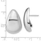 Sterling Silver Rhodium-Plated Polished Fancy Omega Back Earrings