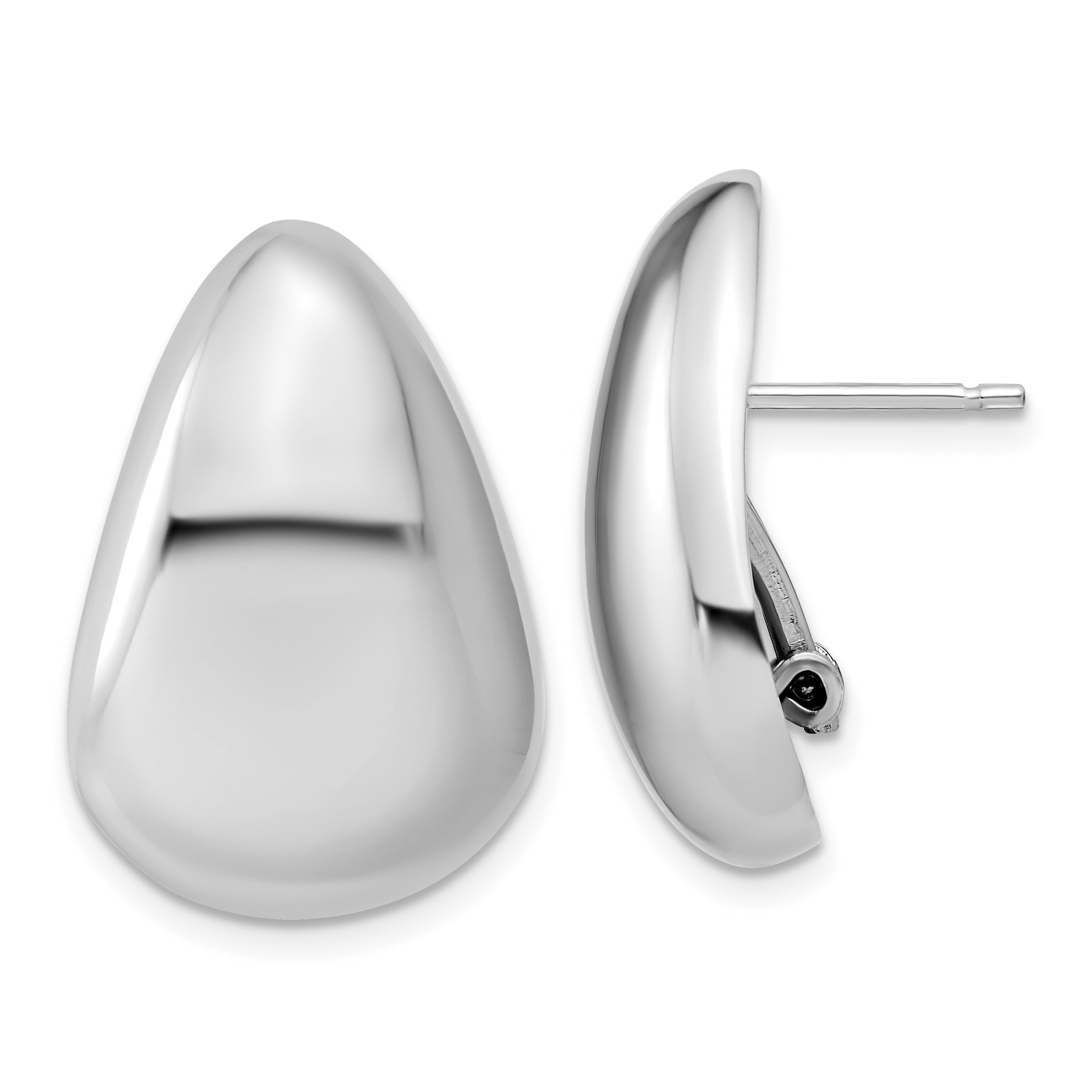 Sterling Silver Rhodium-Plated Polished Fancy Omega Back Earrings Main image