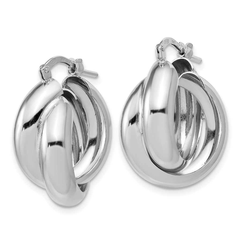 Sterling Silver Rhodium-Plated Polished Twisted Hoop Earrings