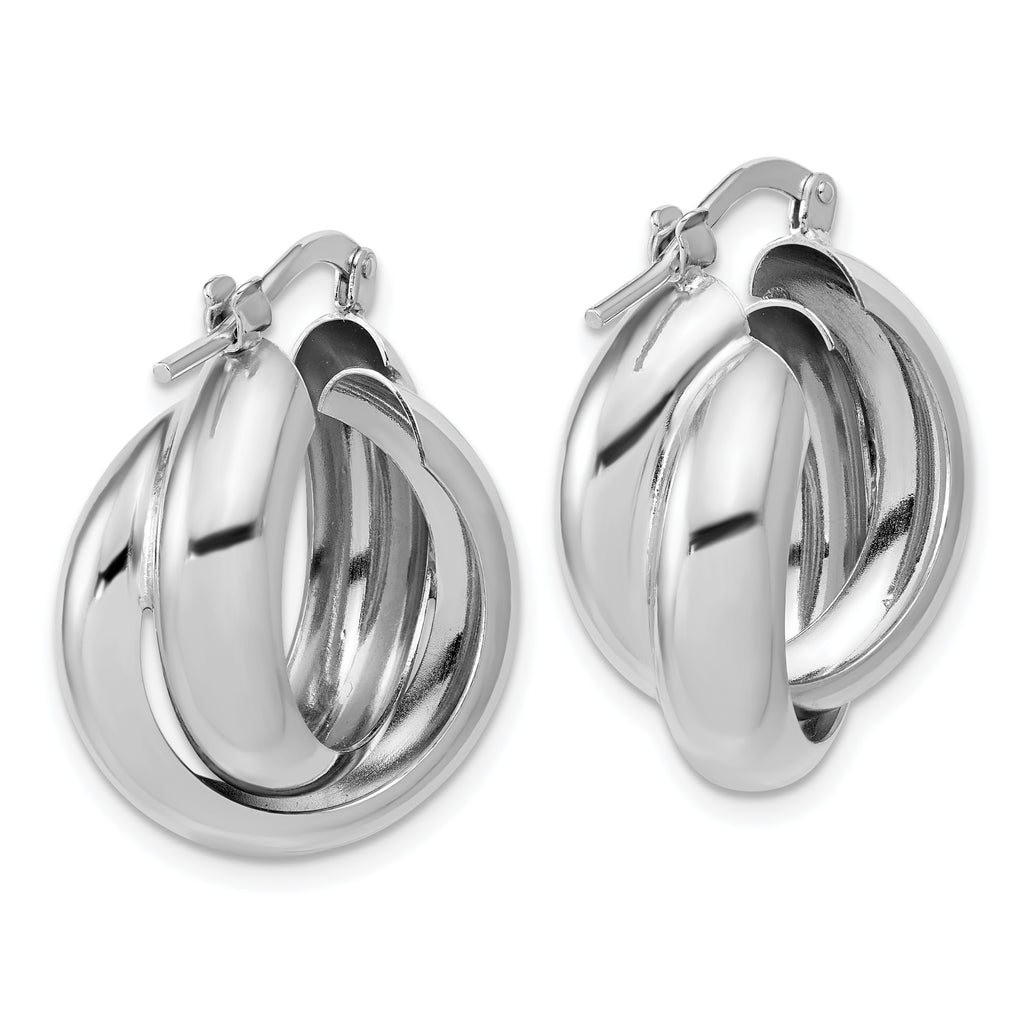 Sterling Silver Rhodium-Plated Polished Twisted Hoop Earrings