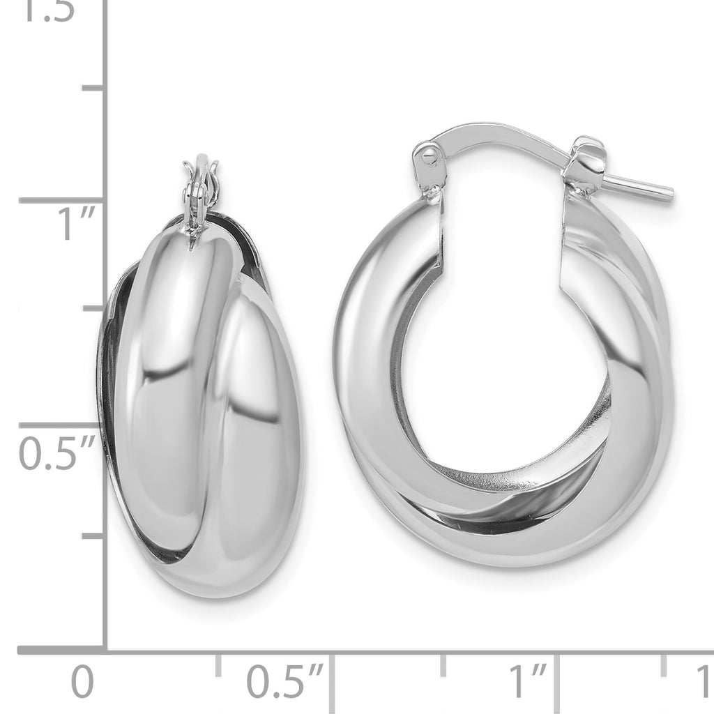 Sterling Silver Rhodium-Plated Polished Twisted Hoop Earrings