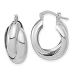 Sterling Silver Rhodium-Plated Polished Twisted Hoop Earrings