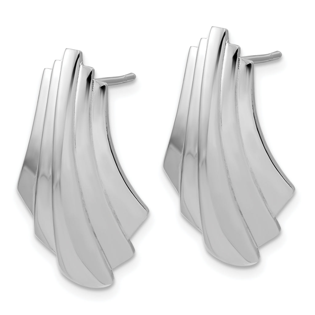 Sterling Silver Rhodium-Plated Polished Fancy Post Earrings