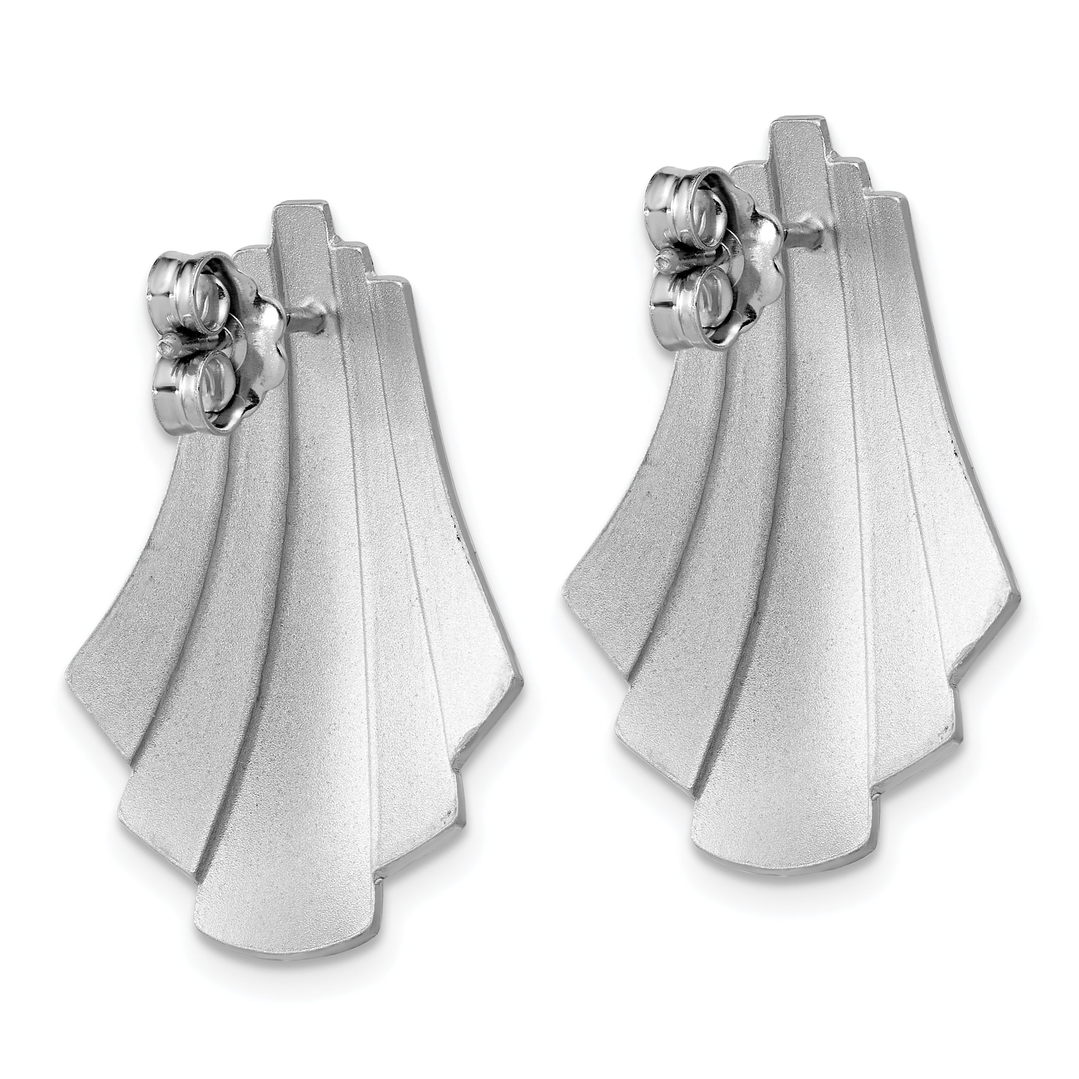 Sterling Silver Rhodium-Plated Polished Fancy Post Earrings
