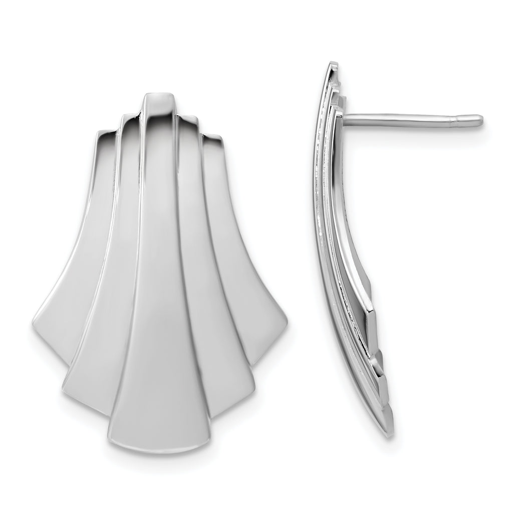 Sterling Silver Rhodium-Plated Polished Fancy Post Earrings