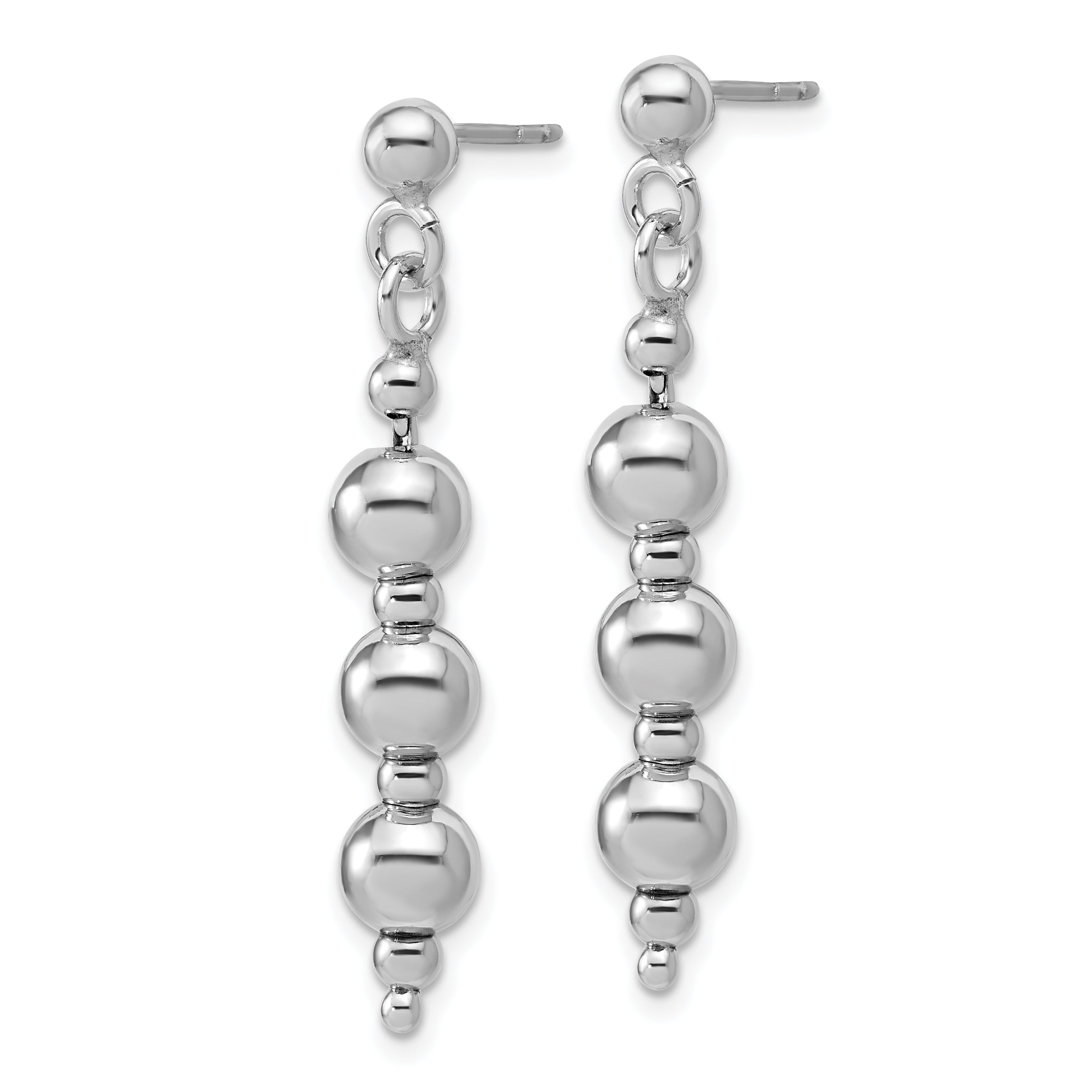 Sterling Silver Rhodium-Plated Ball Dangle Post Earrings Secondary image