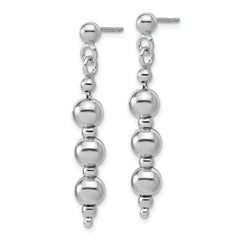 Sterling Silver Rhodium-Plated Ball Dangle Post Earrings