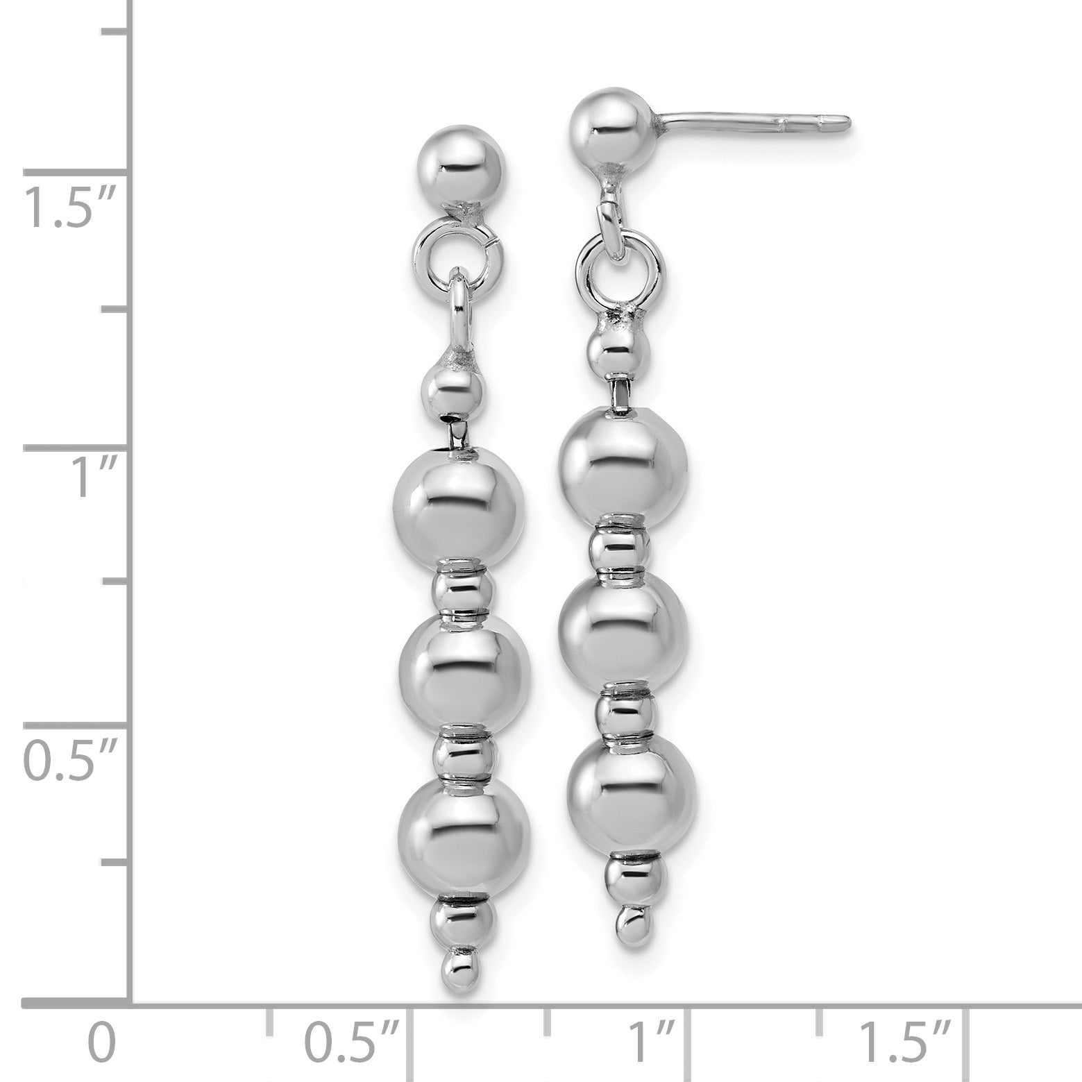 Sterling Silver Rhodium-Plated Ball Dangle Post Earrings