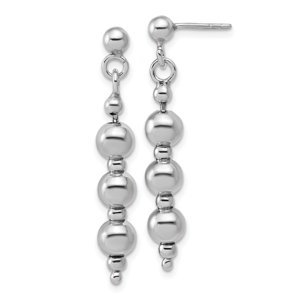 Sterling Silver Rhodium-Plated Ball Dangle Post Earrings