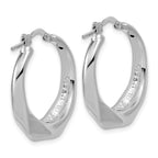 Sterling Silver RH-plated Polished Twisted Hollow Hoop Earrings