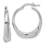 Sterling Silver RH-plated Polished Twisted Hollow Hoop Earrings