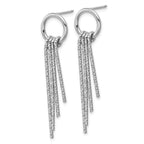 Sterling Silver Rh-Plated D/C Movable Dangle Post Earrings