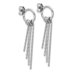 Sterling Silver Rh-Plated D/C Movable Dangle Post Earrings