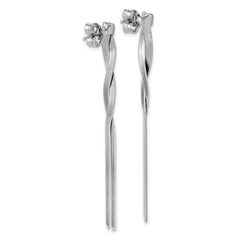 Sterling Silver Rh-Plat Herringbone 2-strand Dangle Post Earrings