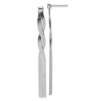 Sterling Silver Rh-Plat Herringbone 2-strand Dangle Post Earrings