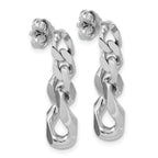 Sterling Silver RH-Plated Polished Link Post Dangle Earrings