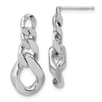 Sterling Silver RH-Plated Polished Link Post Dangle Earrings