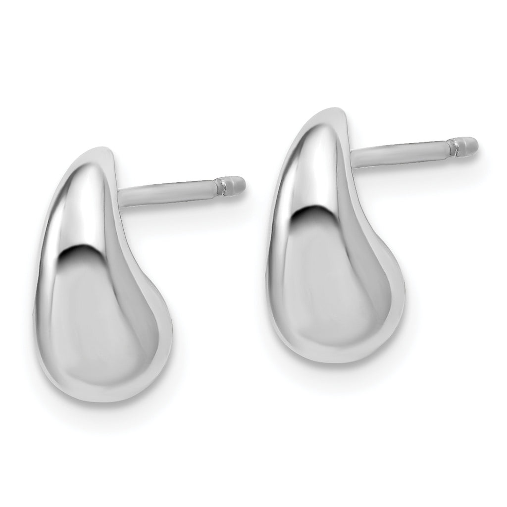 Sterling Silver RH-plated Polished Puffed Teardrop Post Earrings