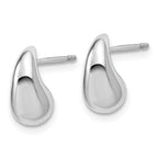 Sterling Silver RH-plated Polished Puffed Teardrop Post Earrings