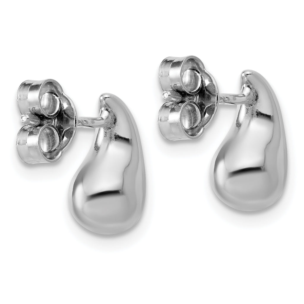 Sterling Silver RH-plated Polished Puffed Teardrop Post Earrings