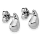 Sterling Silver RH-plated Polished Puffed Teardrop Post Earrings