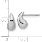Sterling Silver RH-plated Polished Puffed Teardrop Post Earrings