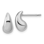 Sterling Silver RH-plated Polished Puffed Teardrop Post Earrings