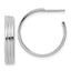 Sterling Silver Rh-Plated Polished Grooved J-Hoop Post Earrings