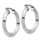 Sterling Silver RH-plated Polished and Diamond-cut Hoop Earrings