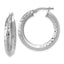 Sterling Silver RH-plated Polished and Diamond-cut Hoop Earrings