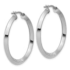 Sterling Silver RH-plated Polished and Diamond-cut Hoop Earrings