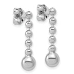 Sterling Silver RH-Plated Polished Beaded Post Dangle Earrings
