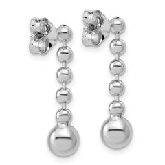 Sterling Silver RH-Plated Polished Beaded Post Dangle Earrings