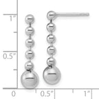 Sterling Silver RH-Plated Polished Beaded Post Dangle Earrings