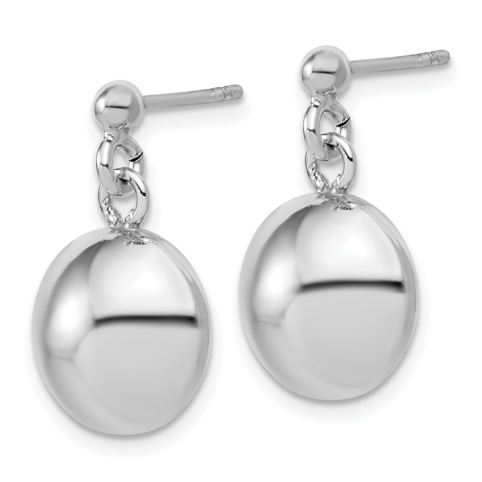 Sterling Silver RH-plated Polished Domed Post Dangle Earrings Secondary image