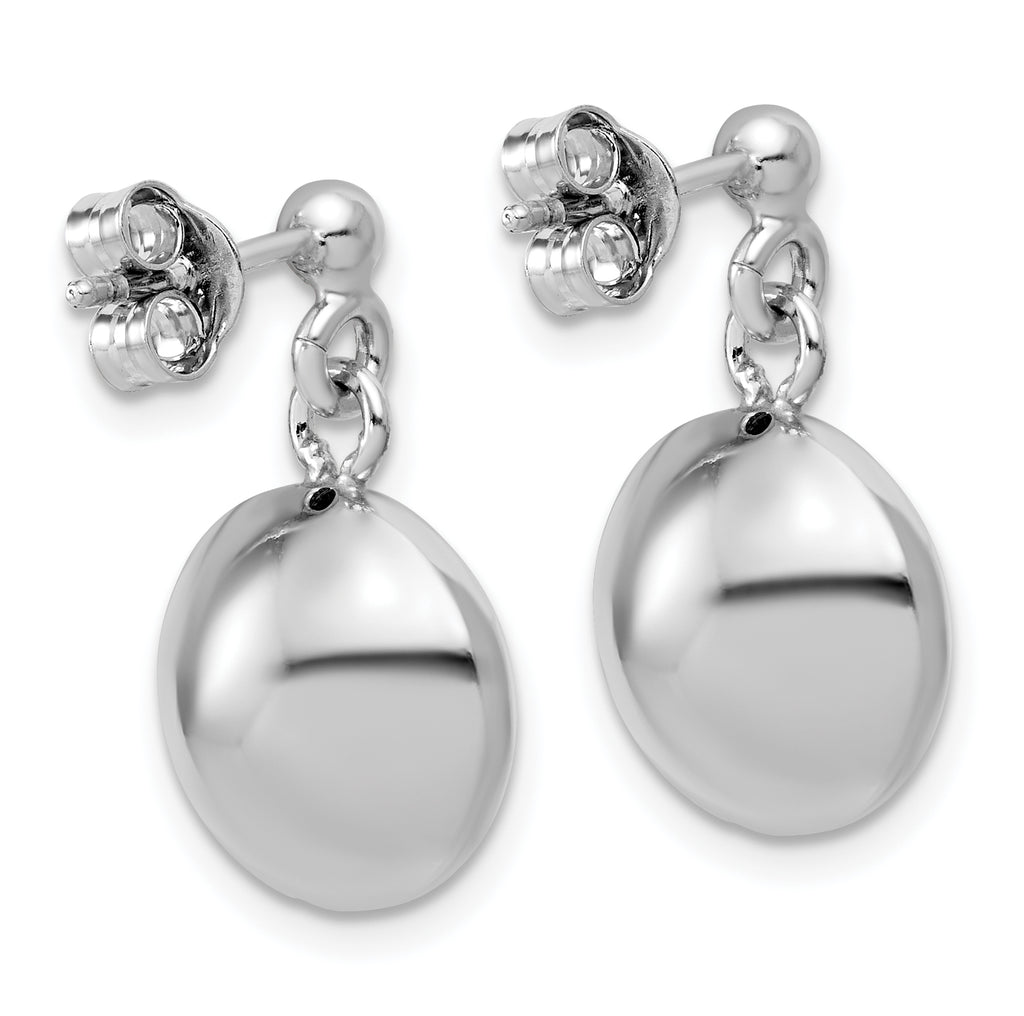 Sterling Silver RH-plated Polished Domed Post Dangle Earrings