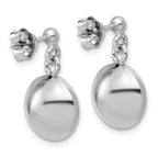 Sterling Silver RH-plated Polished Domed Post Dangle Earrings