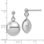 Sterling Silver RH-plated Polished Domed Post Dangle Earrings