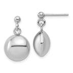 Sterling Silver RH-plated Polished Domed Post Dangle Earrings
