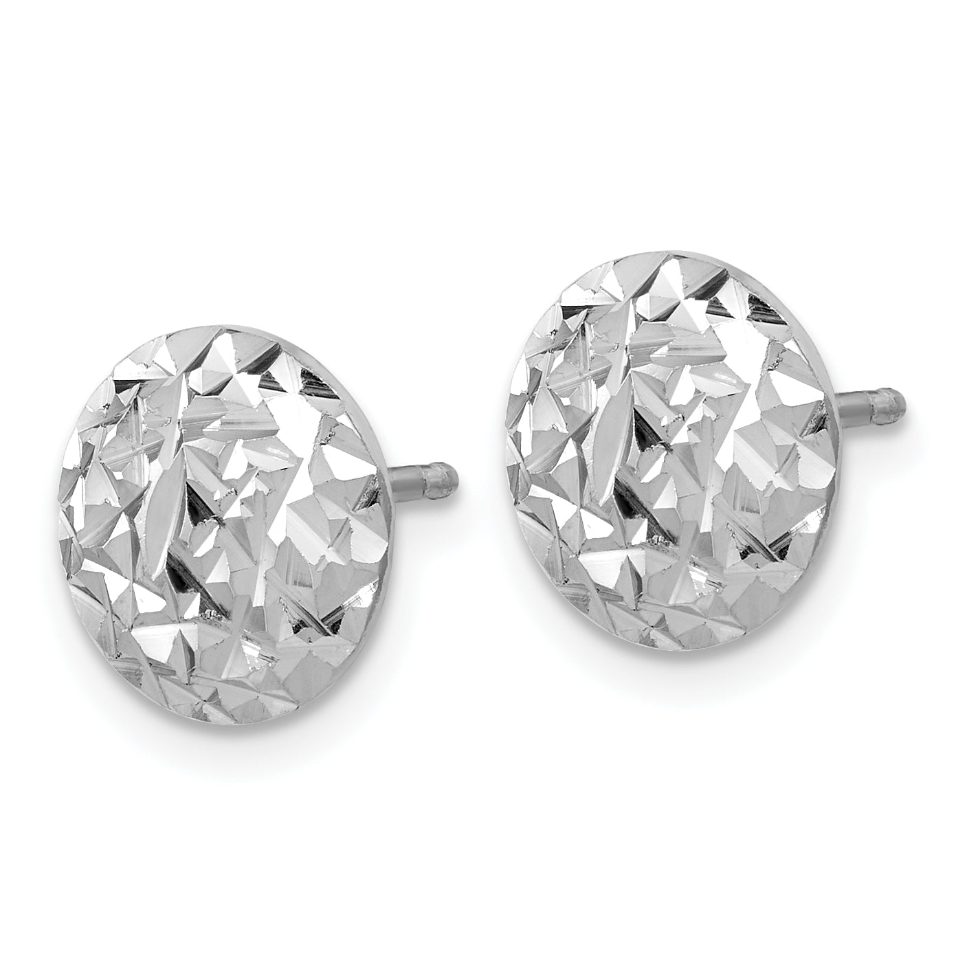 Sterling Silver RH-plated Polished and Diamond-cut Post Earrings
