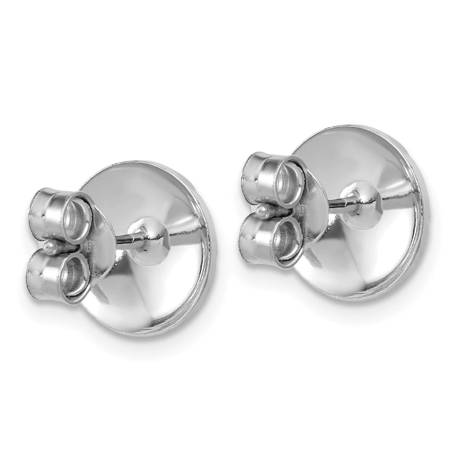 Sterling Silver RH-plated Polished and Diamond-cut Post Earrings